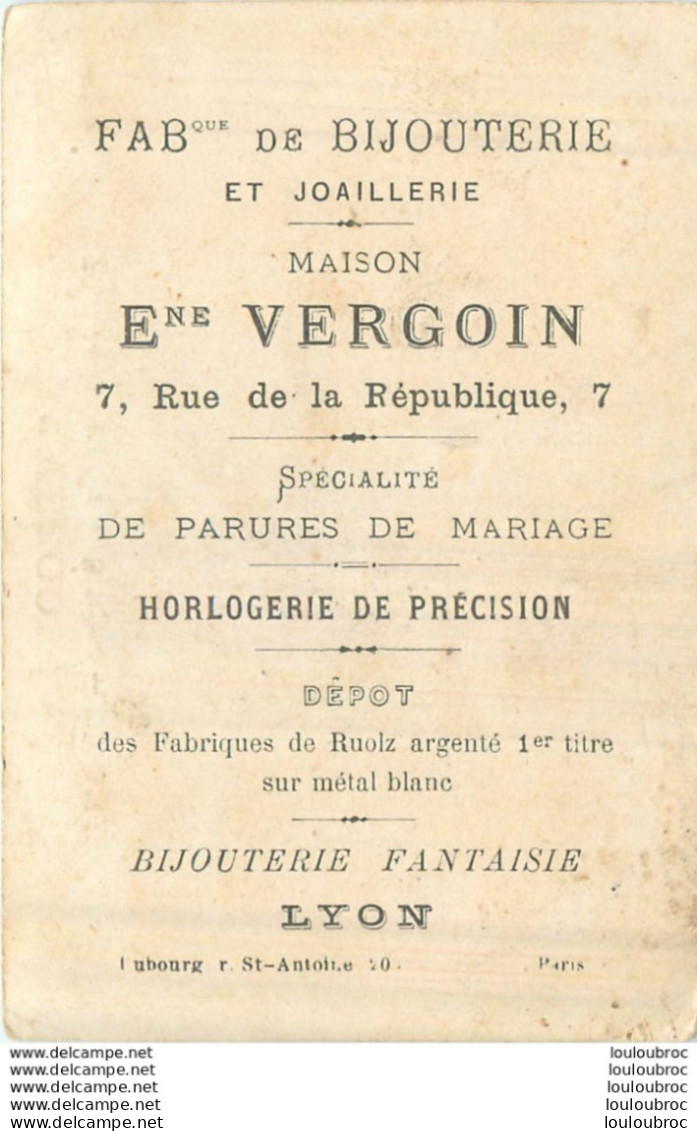 CHROMO  MAISON VERGOIN FABRIQUE DE BIJOUTERIE LYON - Other & Unclassified