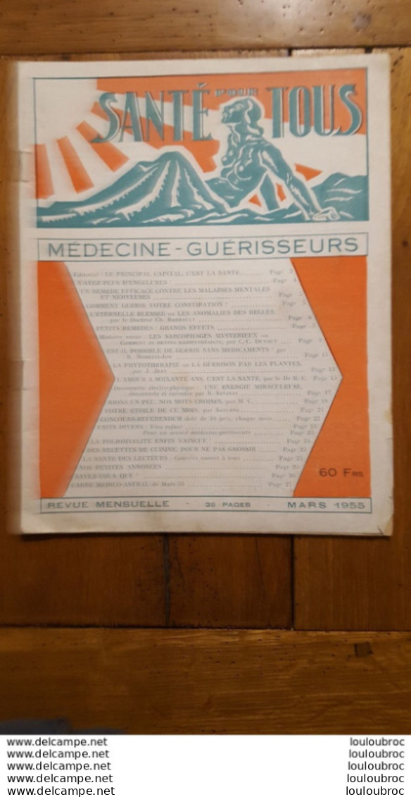 MAGAZINE MEDECINE GUERISSEURS SANTE POUR TOUS MARS 1955 REVUE DE 26 PAGES - Esotérisme