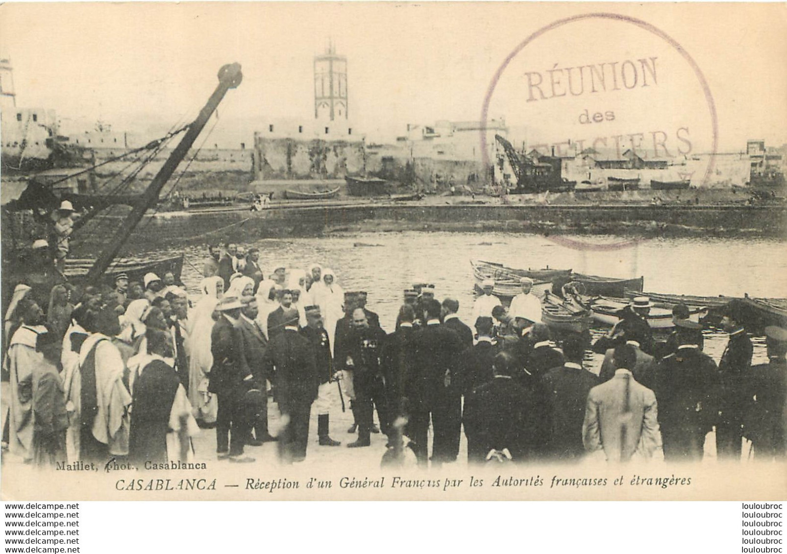 CASABLANCA AVEC CACHET REUNION DES OFFICIERS  RECEPTION D'UN GENERAL FRANCAIS PAR LES AUTORITES FRANCAISES ET ETRANGERES - Casablanca