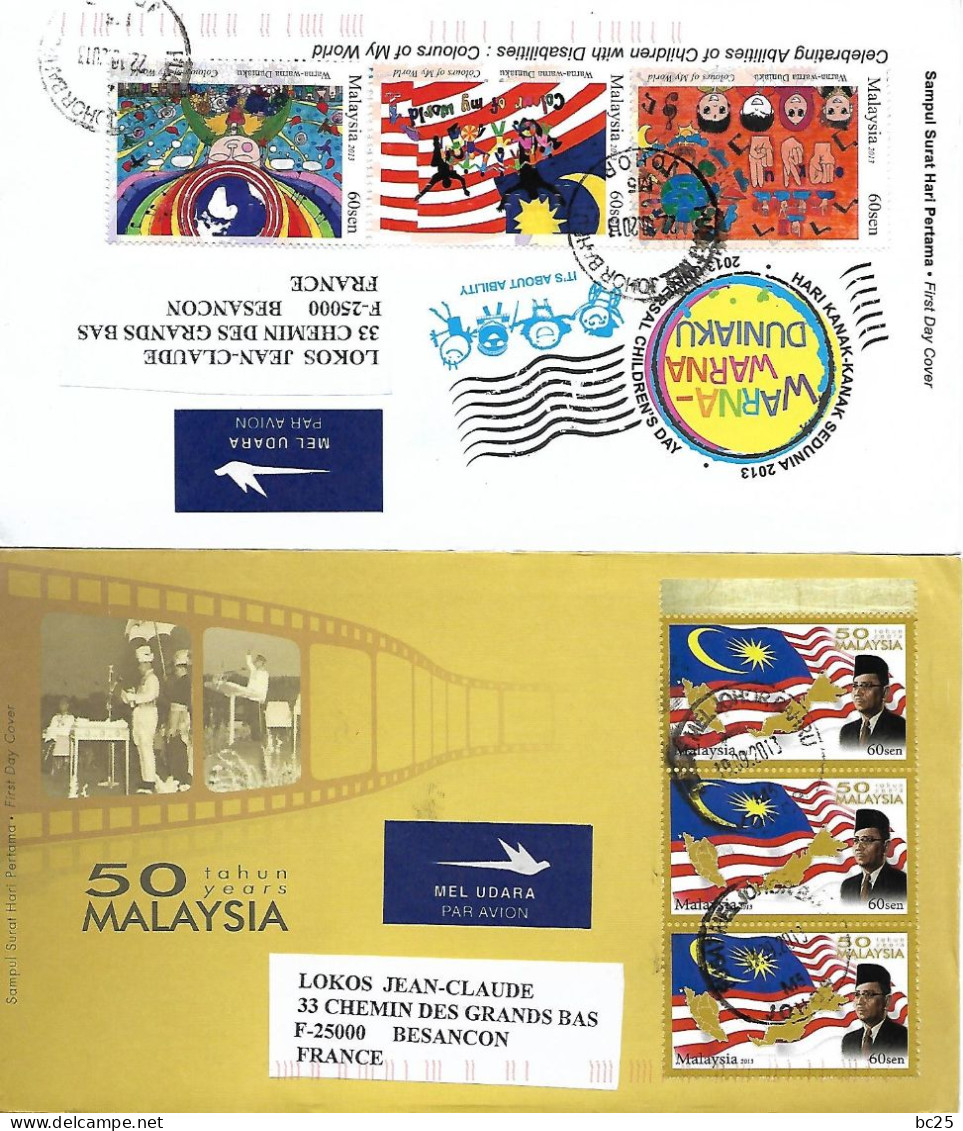 MALAISIE-14 SUPERBES ENVELOPPES 10 ECRITES AVEC SERIES COMPLETES DONT HISTORIQUES DES TIMBRES -4 NEUVES--DEPUIS 1985 - Maleisië (1964-...)