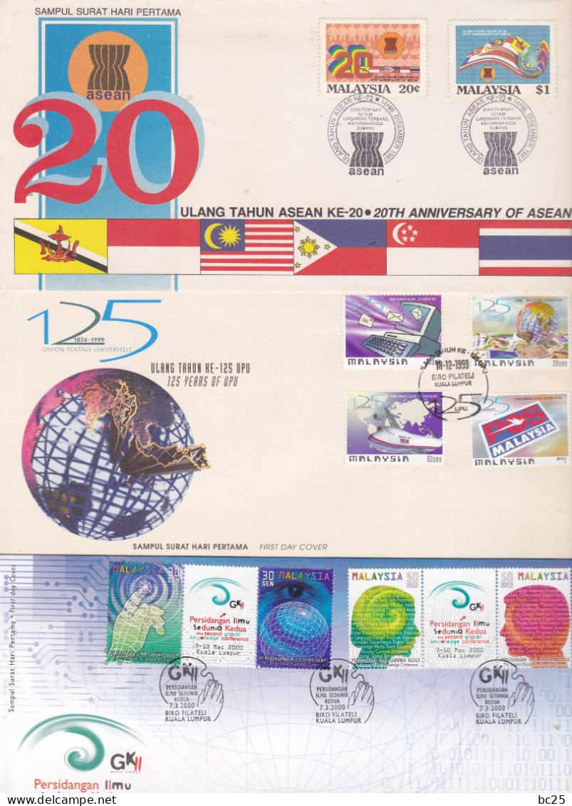 MALAISIE-14 SUPERBES ENVELOPPES 10 ECRITES AVEC SERIES COMPLETES DONT HISTORIQUES DES TIMBRES -4 NEUVES--DEPUIS 1985 - Malaysia (1964-...)