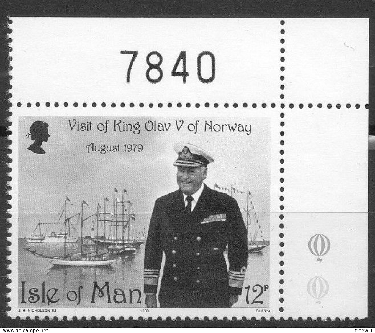 Isle Of Man  Visite Du Ri De Norvège XXX 1979 - Man (Ile De)