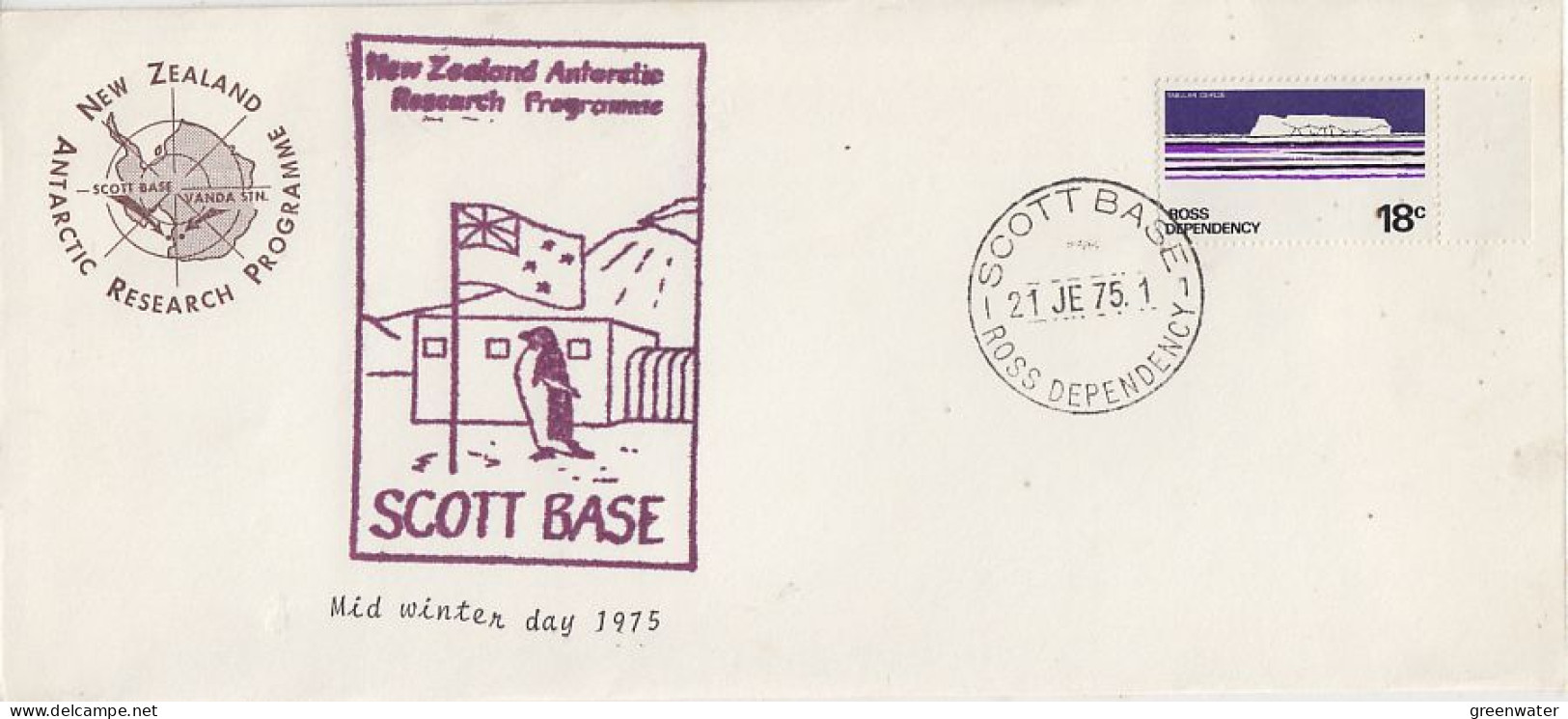 Ross Dependency Mid Winter Day 1975 Ca Scott Base 21 JE 1975 (RO194) - Lettres & Documents