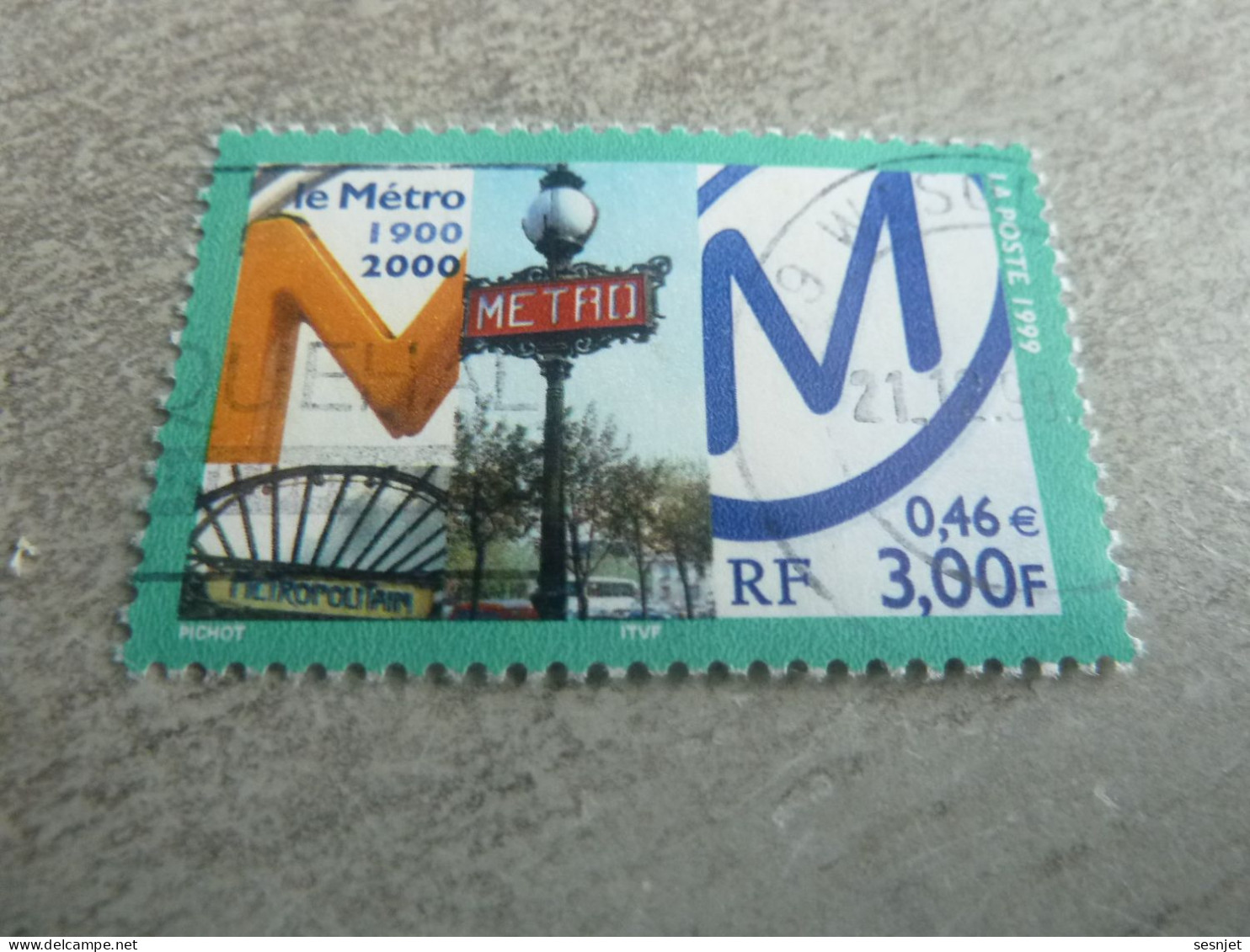 Centenaire Du Métro - Panneaux Anciens Et Modernes - 3f. (0.46 €) - Yt 3292 - Multicolore - Oblitéré - Année 1999 - - Used Stamps