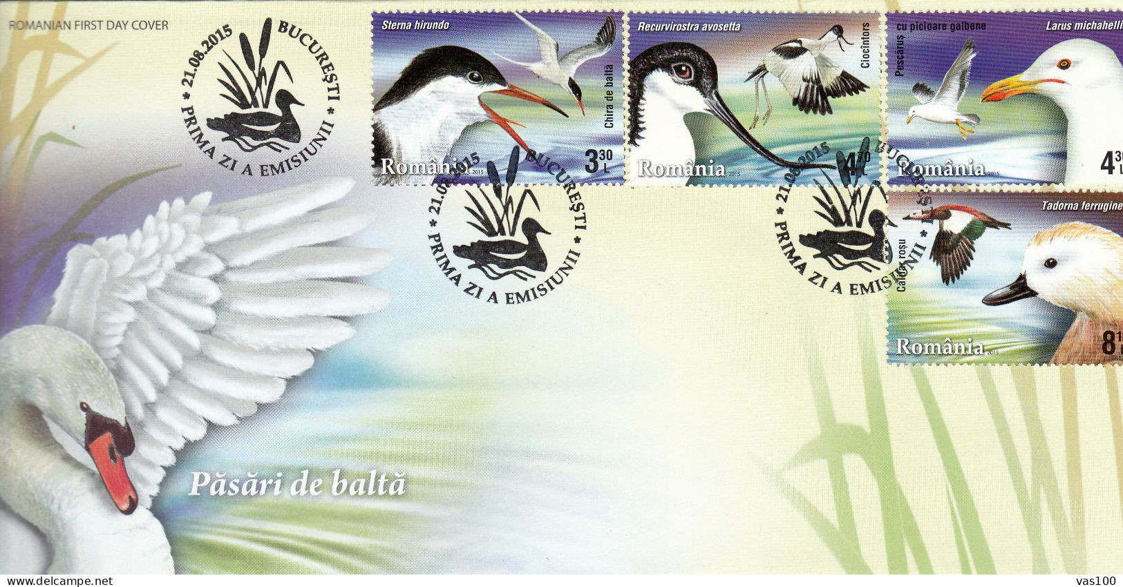 BIRDS DUCKS ,2015 COVERS  FDC , ROMANIA. - Eenden