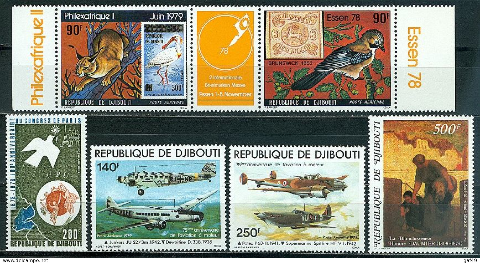 Djibouti Poste Aérienne 1978/1979 N°Y&T 128A à 131 Et 133 Neufs Sans Charnière Sujets Divers - Gibuti (1977-...)
