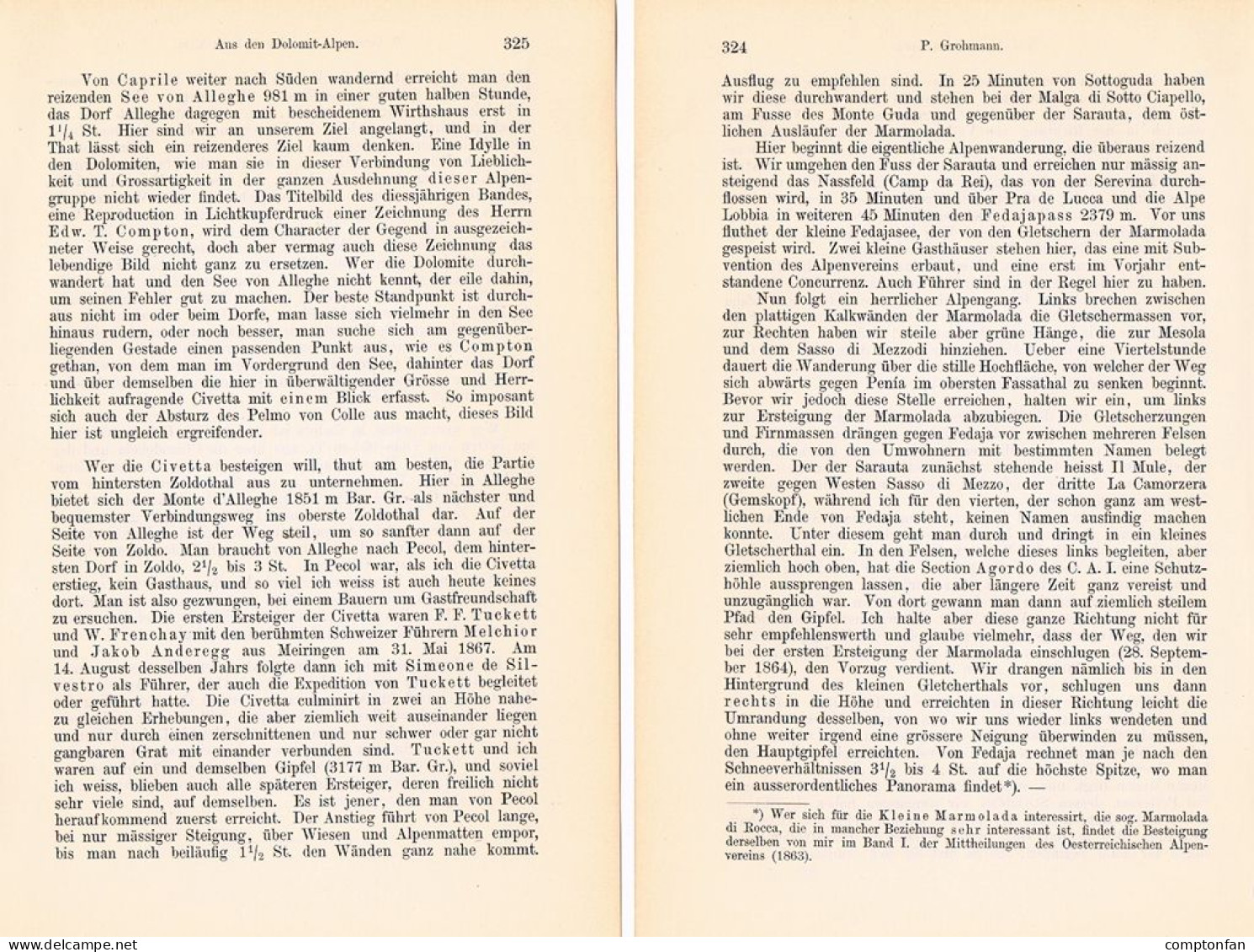 A102 1504 Grohmann Compton Dolomiten Ampezzo Alleghesee Artikel 1886 - Otros & Sin Clasificación
