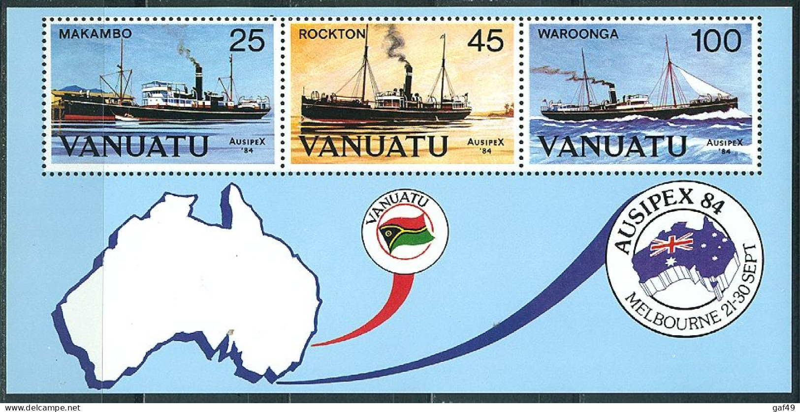 Vanuatu, Exposition Philatélique AUSIPEX 84, N° 699 à 701 Y&T BF N° 6 Neufs Sans Charnière - Vanuatu (1980-...)