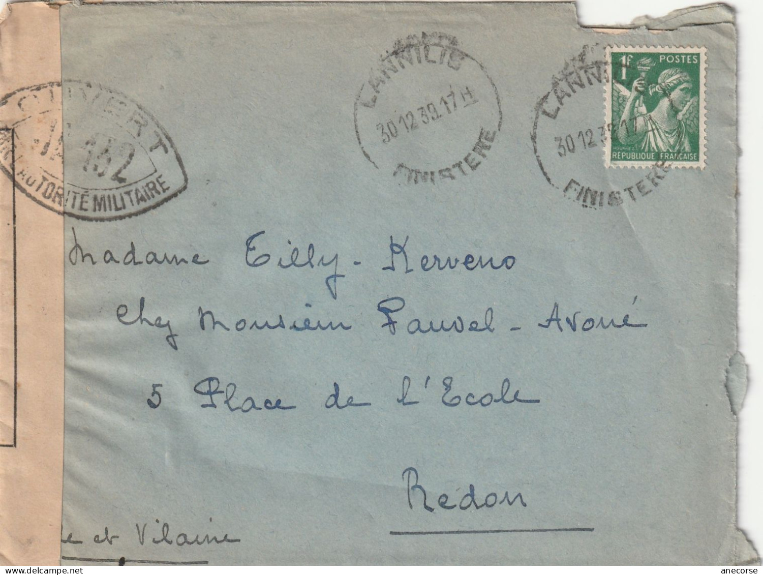 Envelppe Controle Postale Militaire ( Redon Ile Et Vilaine ) JA 152 - Other & Unclassified