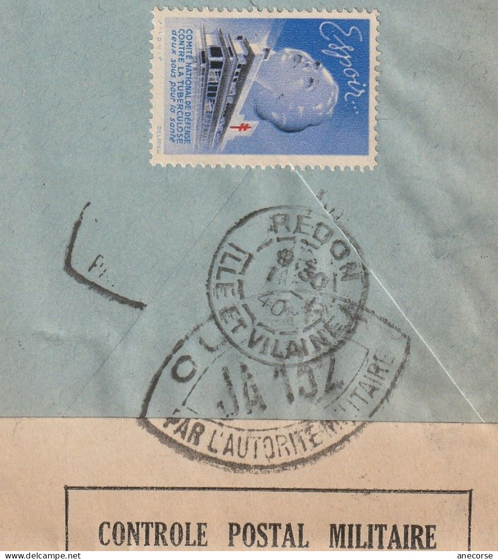 Envelppe Controle Postale Militaire ( Redon Ile Et Vilaine ) JA 152 - Sonstige & Ohne Zuordnung