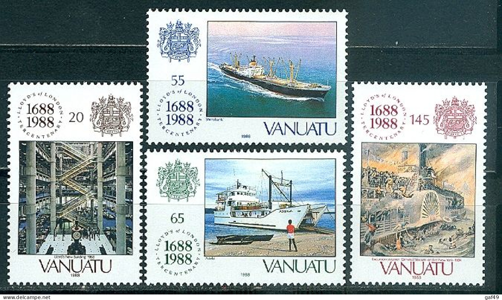 Vanuatu, Tricentenaire De La Lloyd, N° 810 à 813 Y&T Neufs Sans Charnière - Vanuatu (1980-...)