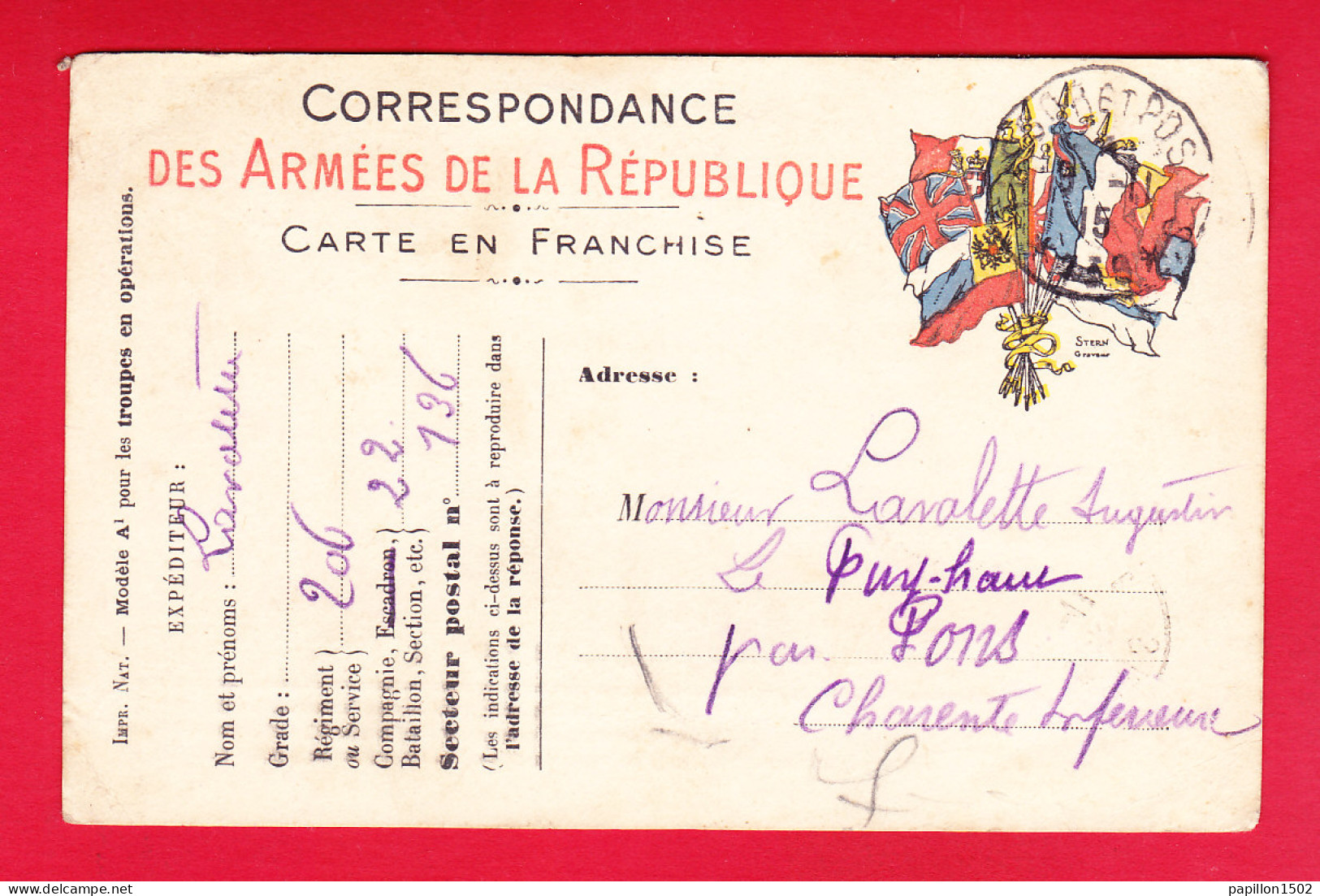 Milit-98P223 Correspondance Des Armées De La République, Cpa - Sonstige & Ohne Zuordnung