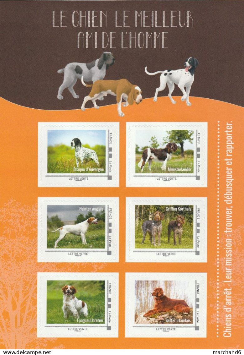 Feuillet Collector Chiens D Arret France 2016 IDT L V 20gr 6 Timbres Autoadhésifs N°308 - Collectors