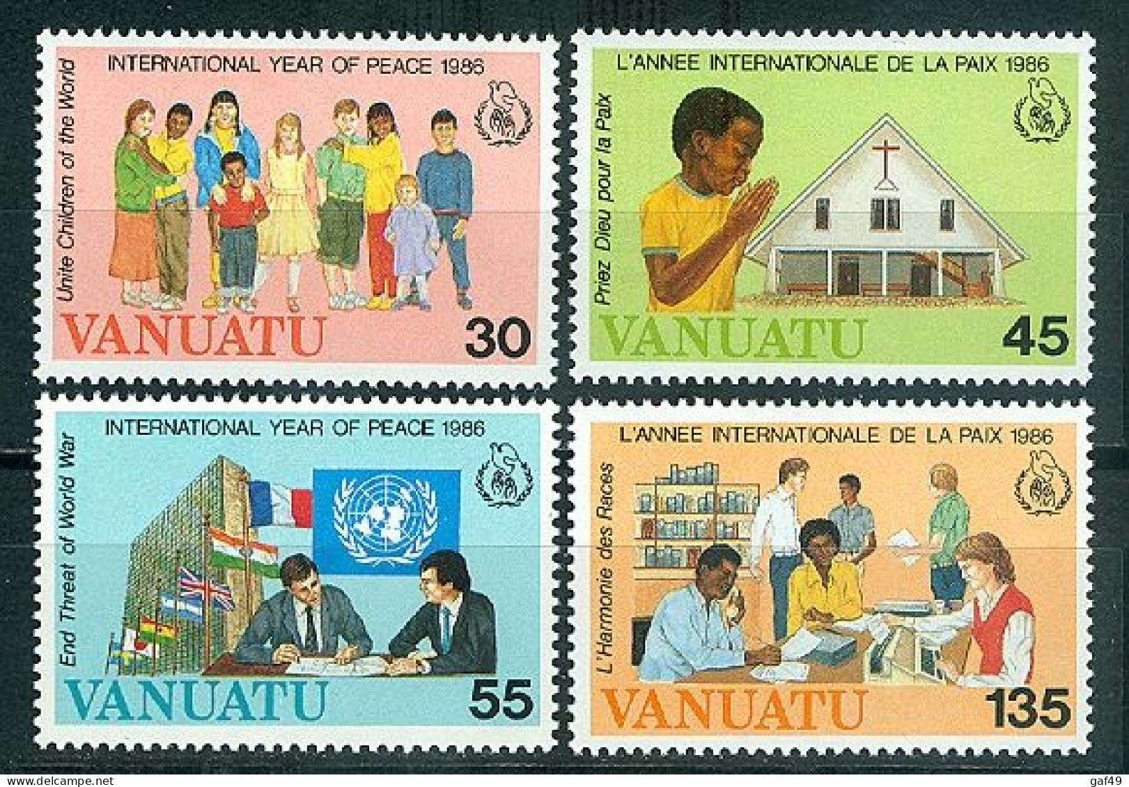 Vanuatu, Année Internationale De La Paix, N° 751 à 754 Y&T Neufs Sans Charnière - Vanuatu (1980-...)