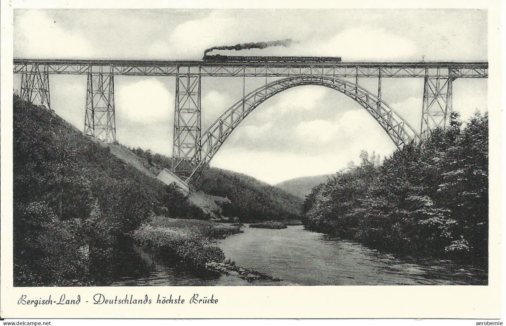 ältere Postkarte Müngstener Brücke - Deutschlands Höchste Brücke (mit Dampfzug) - Kunstbauten