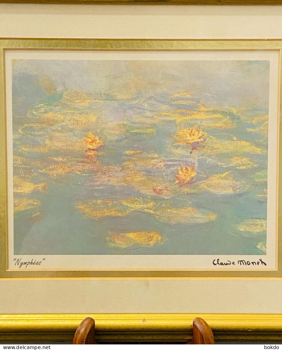 Tableau Cadre Bois - Reproduction "Claude Monet" - LES NYMPHEAS - Andere & Zonder Classificatie
