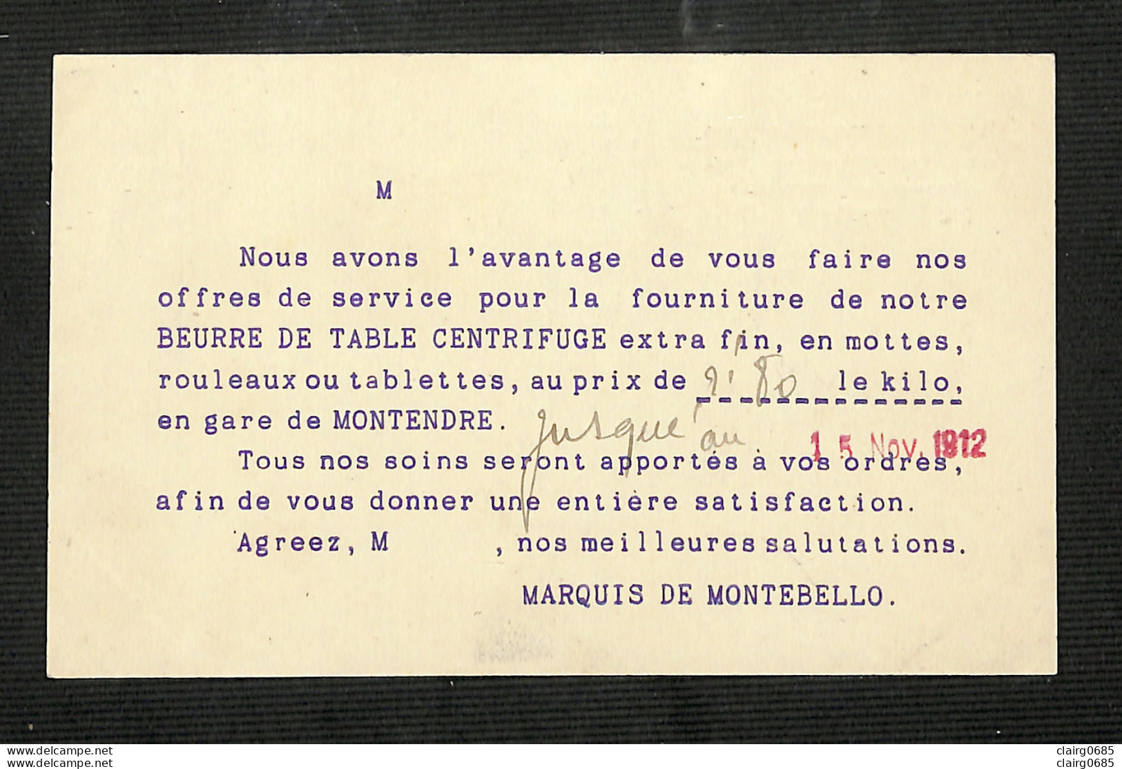 17 - MONTENDRE - Domaine MONTEBELLO - Marquis De MONTEBELLO Propriétaire - 1912 - Montendre