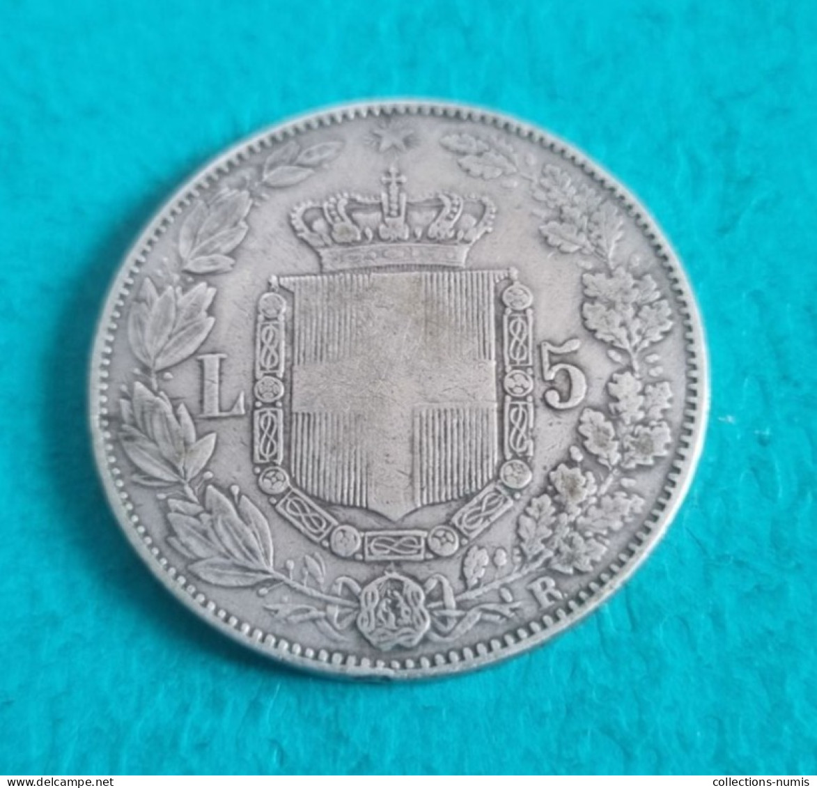 Italie,  5 Lires Argent - 1878-1900 : Umberto I