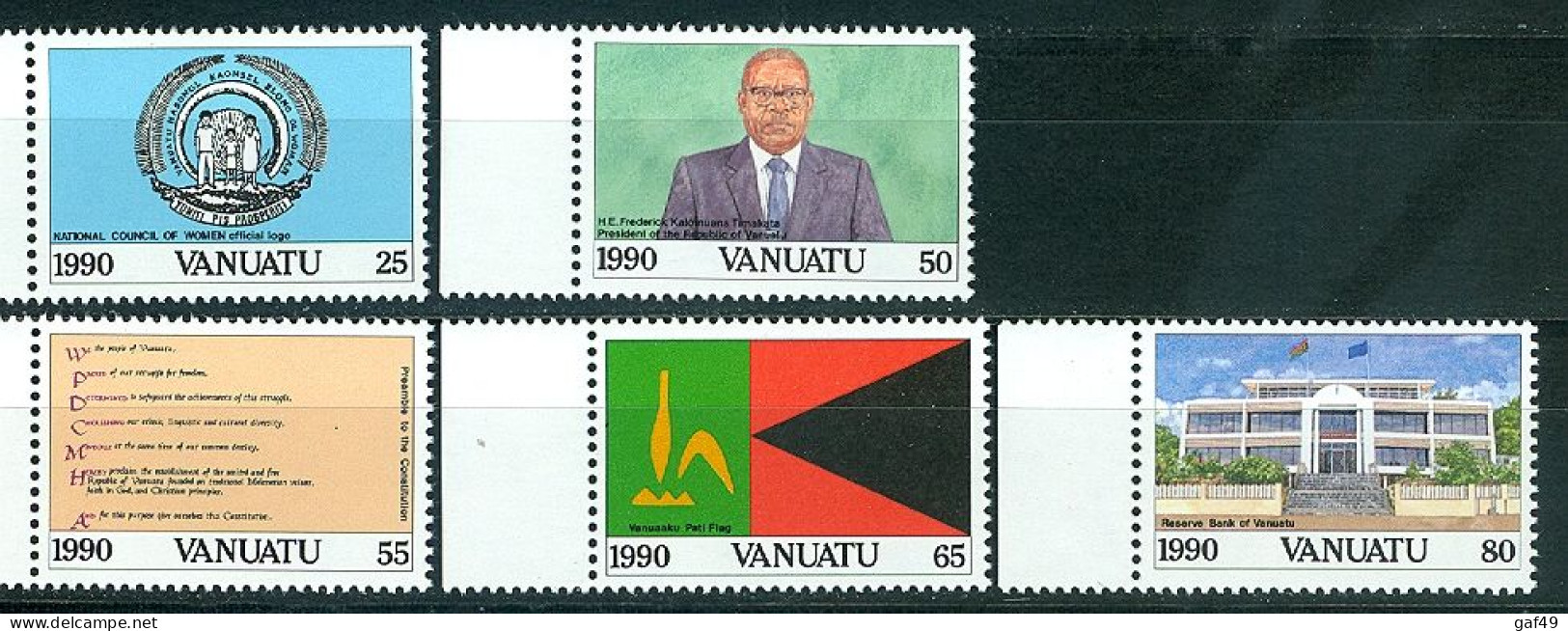 Vanuatu, 10e Anniversaire De L'indépendance, N° 846 à 850 Y&T Neufs Sans Charnière Bord De Feuille - Vanuatu (1980-...)