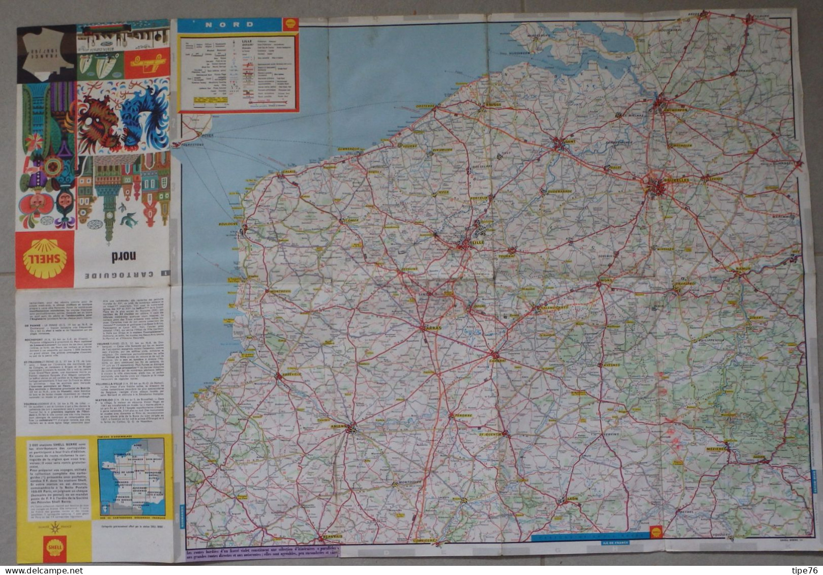 Carte Routière Shell  Cartoguide Nord  1967 / 68 - Strassenkarten