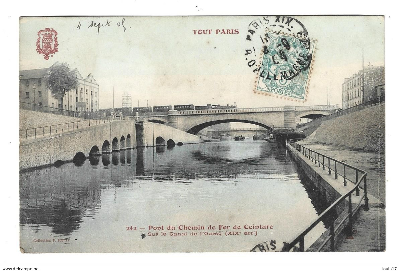 75 - Tout Paris N° 242 - Pont Du Chemin De Fer De Ceinture Sur Le Canal De L' Ourcq - District 19