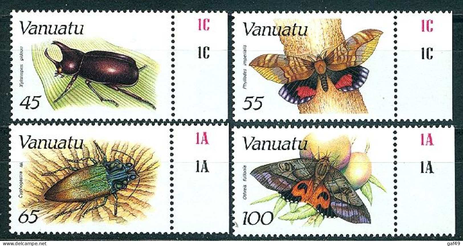 Vanuatu, Faune Insectes, N° 784 à 787 Y&T Neufs Sans Charnière Bord De Feuille Très Frais - Vanuatu (1980-...)