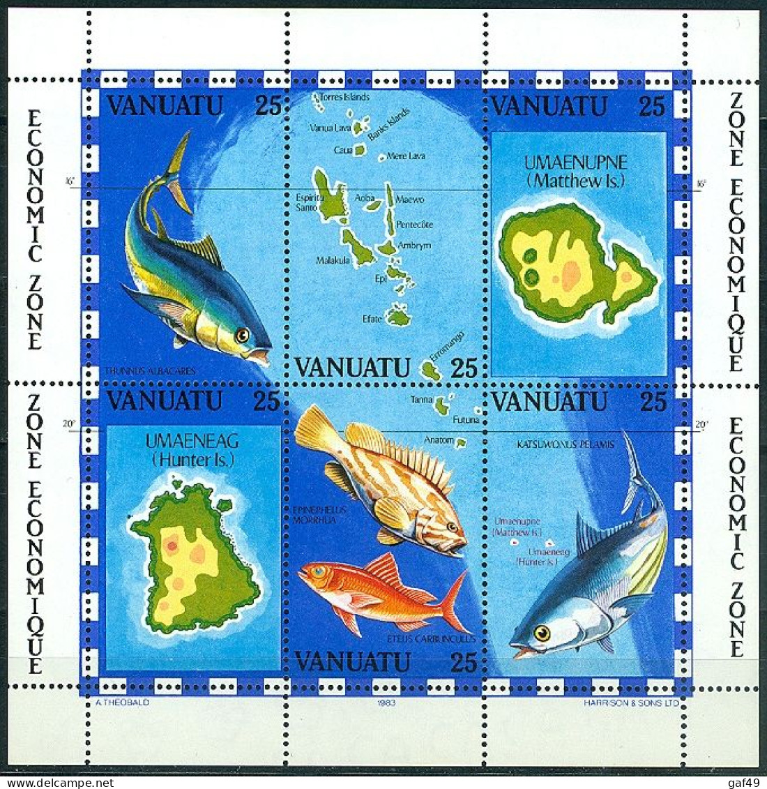 Vanuatu, La Pèche Poissons Et Cartes, Bloc Feuillet N° 4 Y&T Neufs Sans Charnière Très Frais - Vanuatu (1980-...)