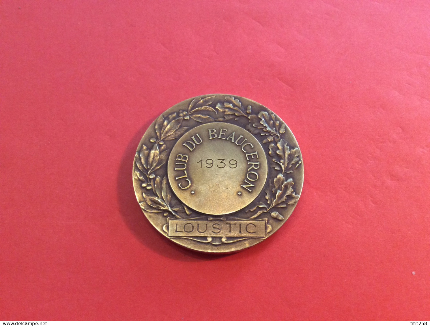 Jolie Et Ancienne Médaille Concours Récompense Club Du BEAUCERON  1939 ( Animaux / Chien / Loustic ) - Sonstige & Ohne Zuordnung