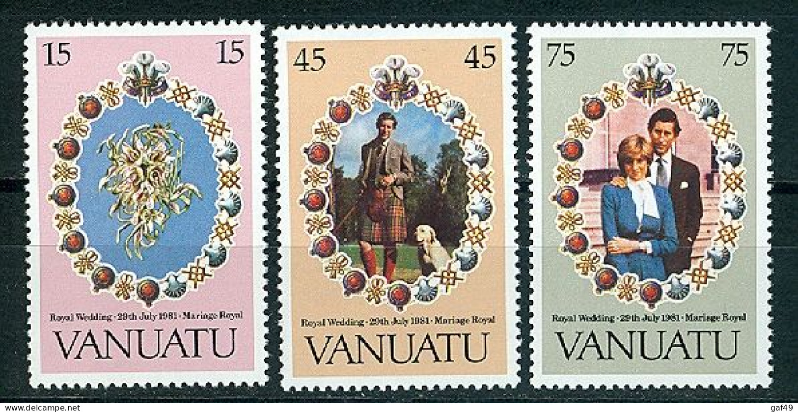 Vanuatu, Mariage Royal Du Prince Charles Et De Lady Diana, N° 628 à 630 Y&T Neufs Sans Charnière Très Frais - Vanuatu (1980-...)