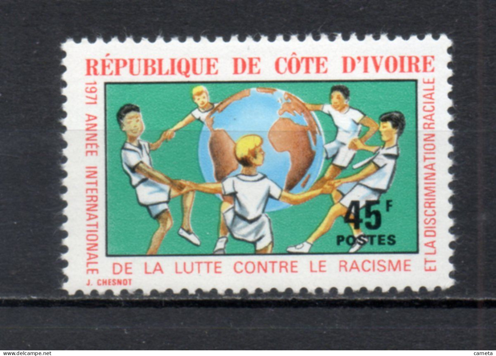 COTE D'IVOIRE N° 323  NEUF SANS CHARNIERE COTE 1.00€   LUTTE CONTRE LE RACISME - Ivory Coast (1960-...)