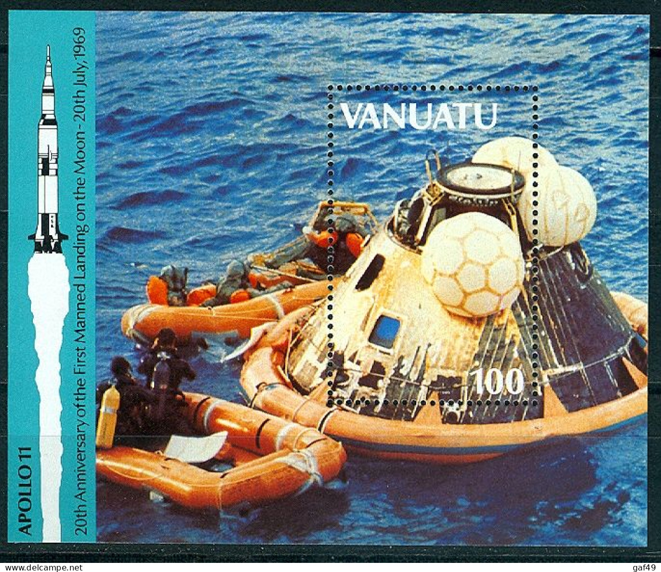 Vanuatu, 20e Anniversaire Du 1er Homme Sur La Lune Le 20 Juillet 1969, B.F N° 13 Y&T Neufs Sans Charnière Superbe - Vanuatu (1980-...)