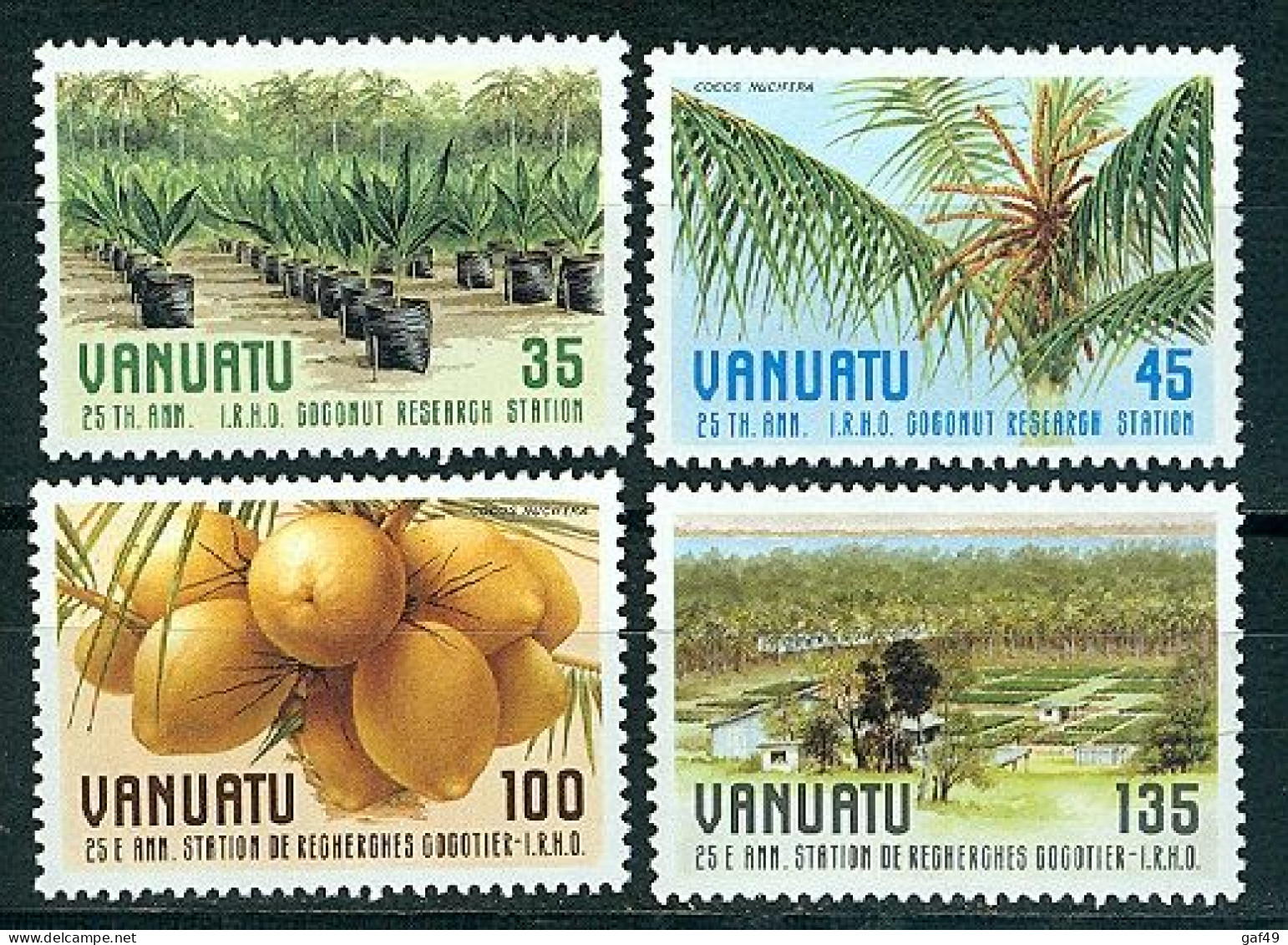 Vanuatu,25e Anniversaire Station De Recherche Cocotier, N° 759 à 762 Y&T Neufs Sans Charnière Très Frais - Vanuatu (1980-...)