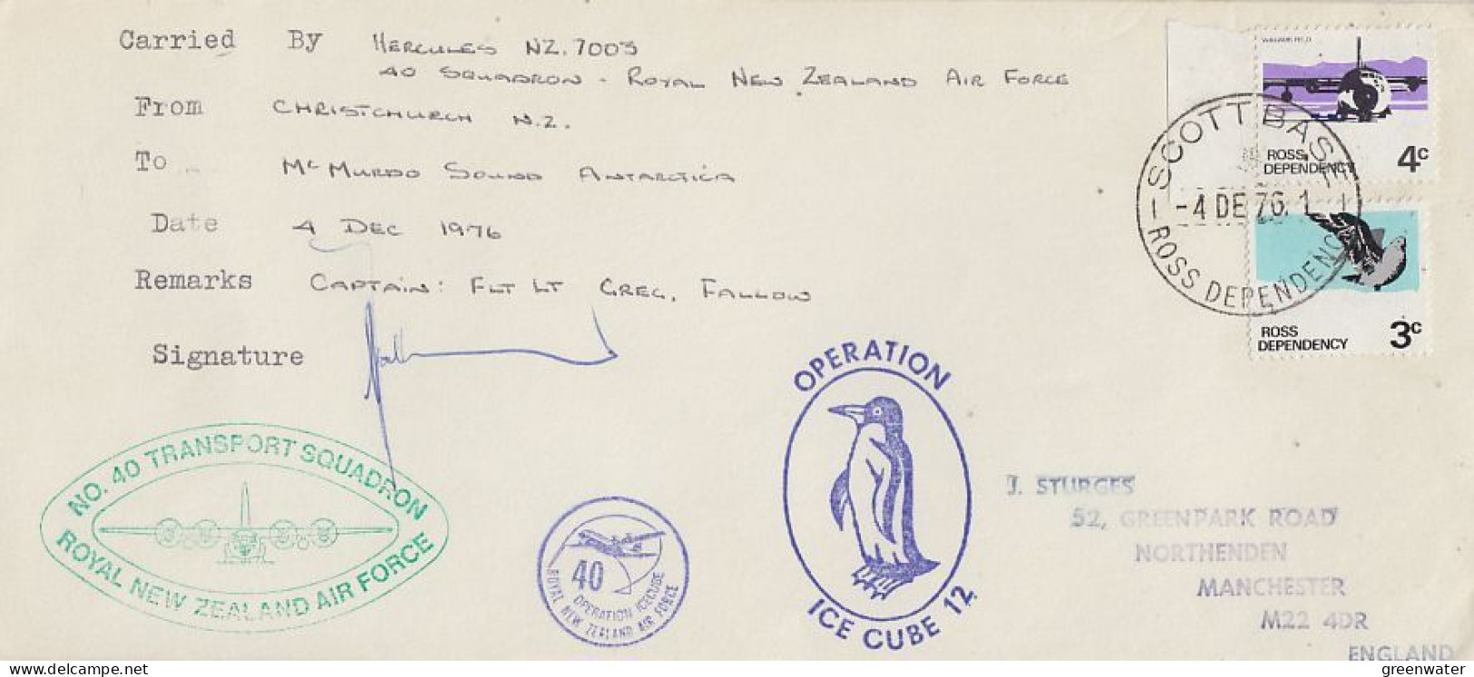 Ross Dependency Antarctic Flight From Christchurch To McMurdo 4 DEC 1976  (RO200) - Lettres & Documents