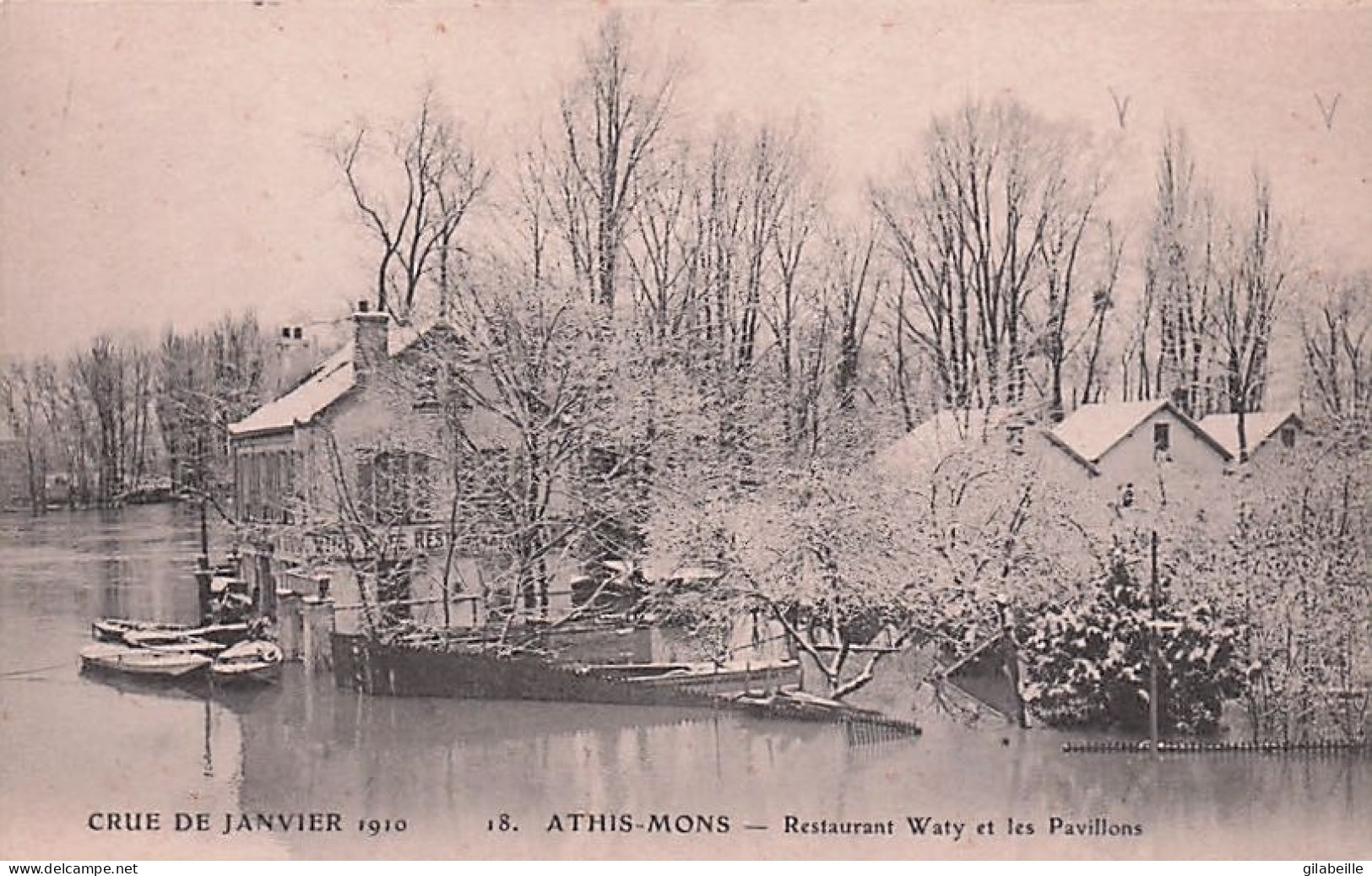 91 - ATHIS MONS - Crue Janvier 1910 - Restaurant Waty Et Les Pavillons - Athis Mons