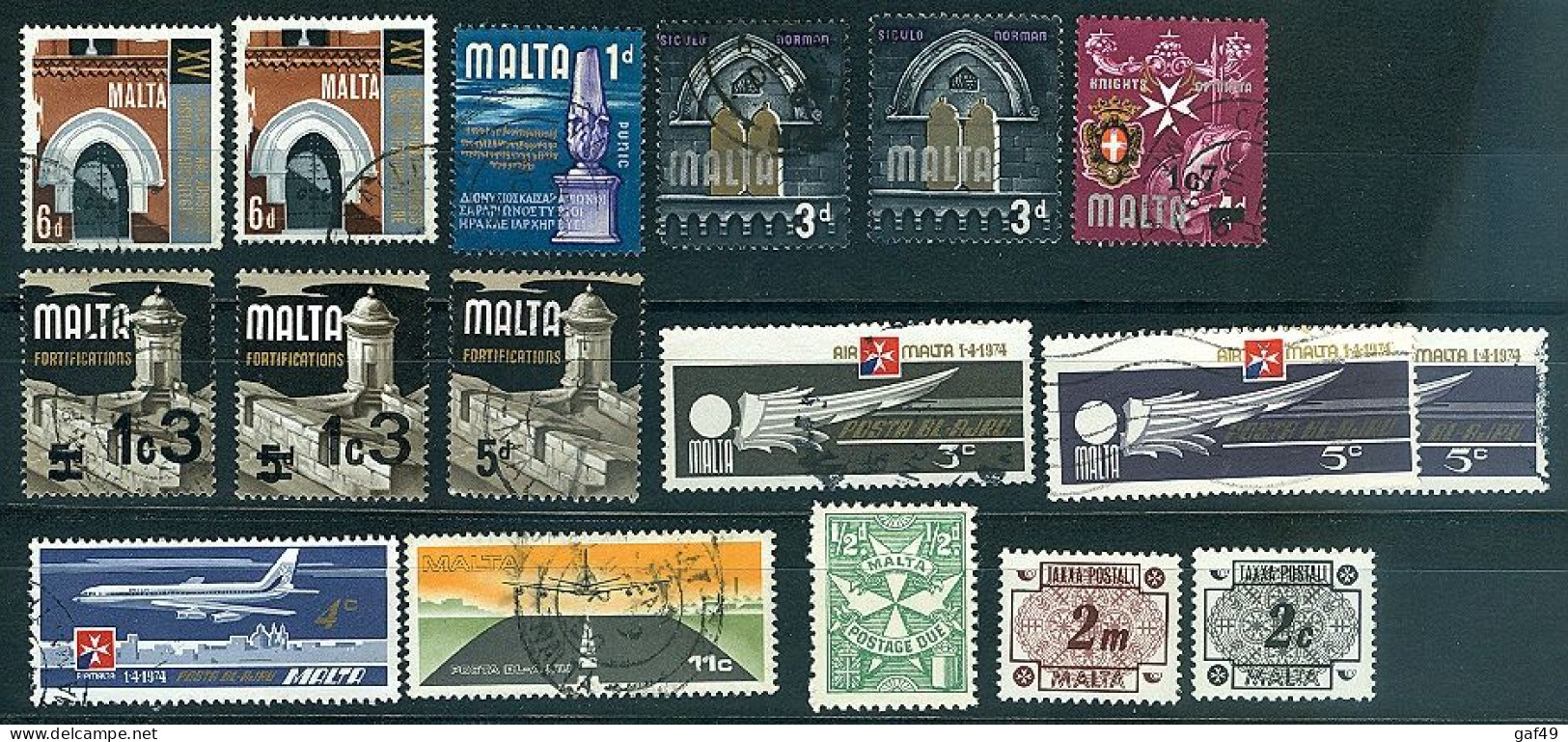 Malte / Malta Lot (80 Timbres) De Timbres  Neufs Sans Charnière Et Oblitérés Dont PA3 Et Taxe (4 Scans) - Malta