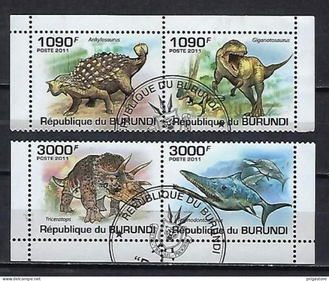 Burundi 2011 Animaux Préhistoriques (63) Yvert N° 1209 à 1212 Oblitérés Used - Used Stamps