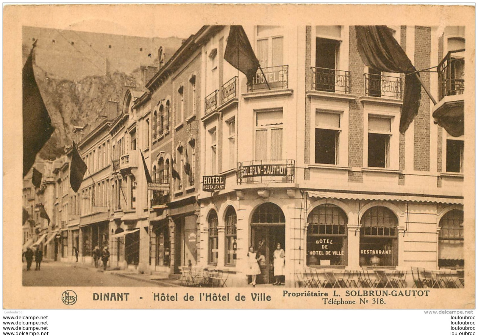 DINANT HOTEL DE L'HOTEL DE VILLE SOLBRUN GAUTOT CACHET DINANT TOURISME - Dinant