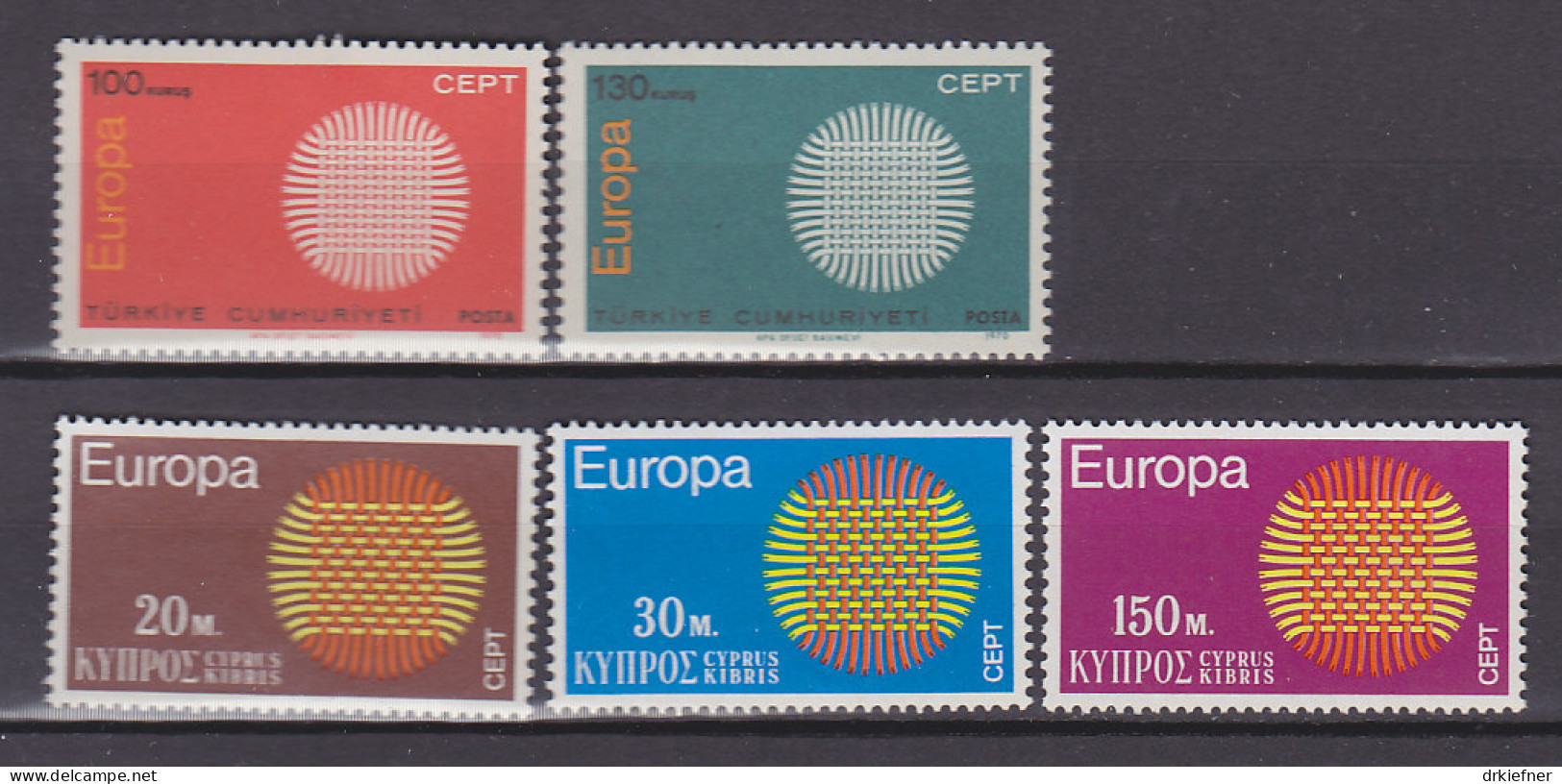 Europa CEPT  Jahrgang 1970, Postfrisch **, Komplett 19 Länder, Flechtwerk - 1970