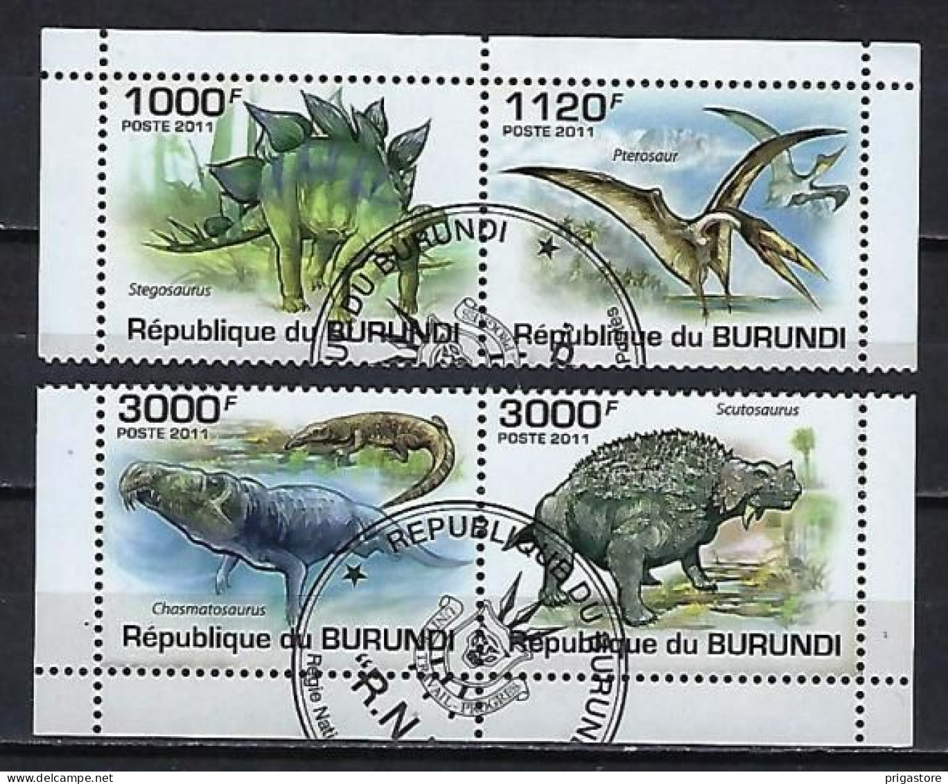 Burundi 2011 Animaux Préhistoriques (64) Yvert Timbres Du Bloc 153 Oblitérés Used - Usados