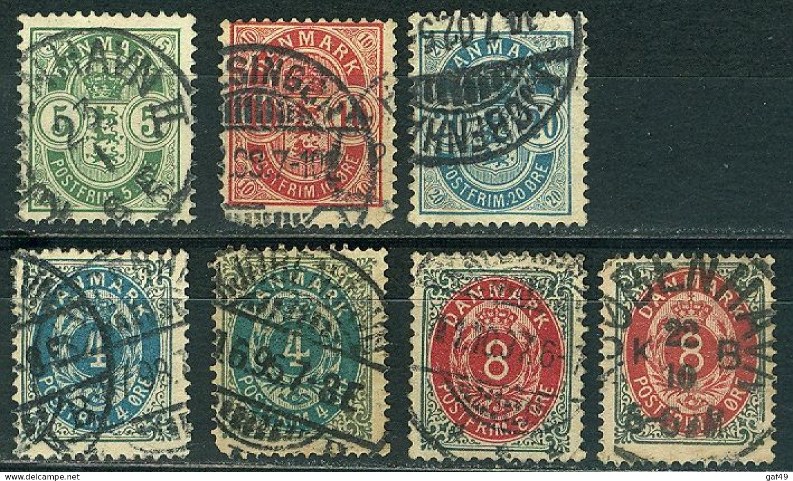 Danemark Timbres Oblitérés N° Y&T 23 Et 24 (dentelés 12.5 & 14) 35a, 36a, 37a (dentelés 12x12.5) Belles Oblitérations - Used Stamps