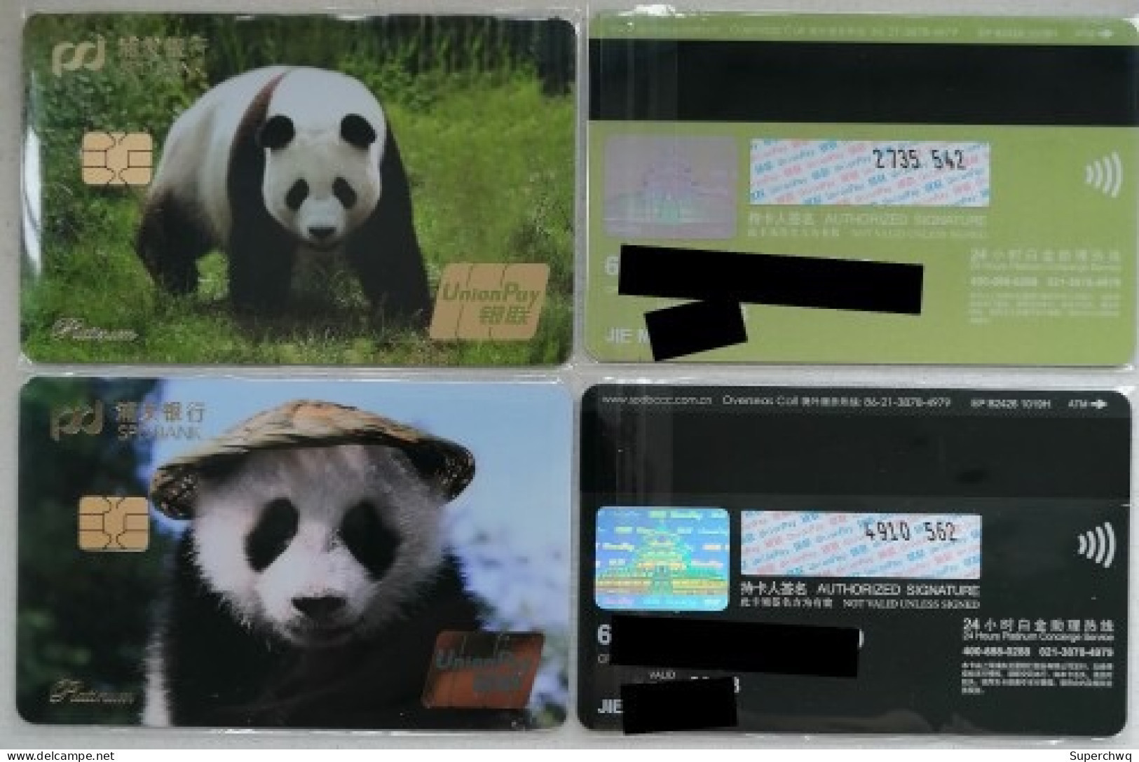 China Pudong Development Bank Co Branded Card,panda,2 Pcs VOID Card - China