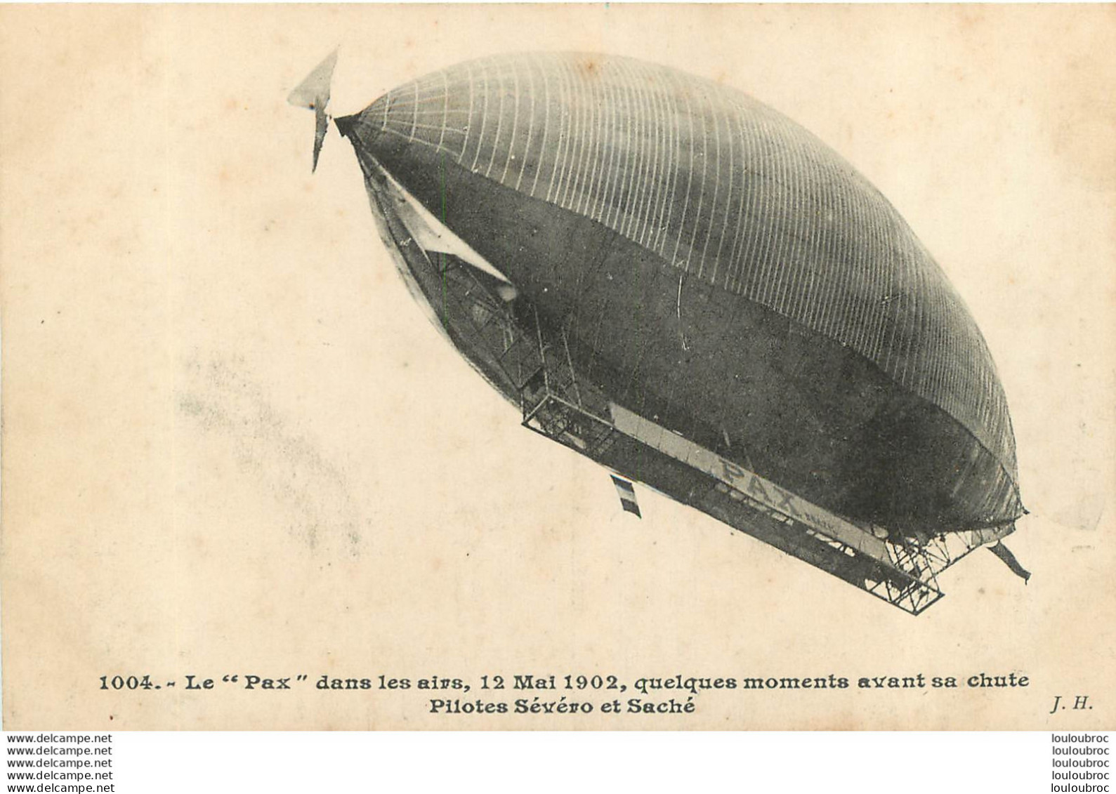 DIRIGEABLE  LE PAX DANS LES AIRS 12 MAI 1902 PILOTES SEVERO ET SACHE AVANT LA CHUTE - Dirigeables