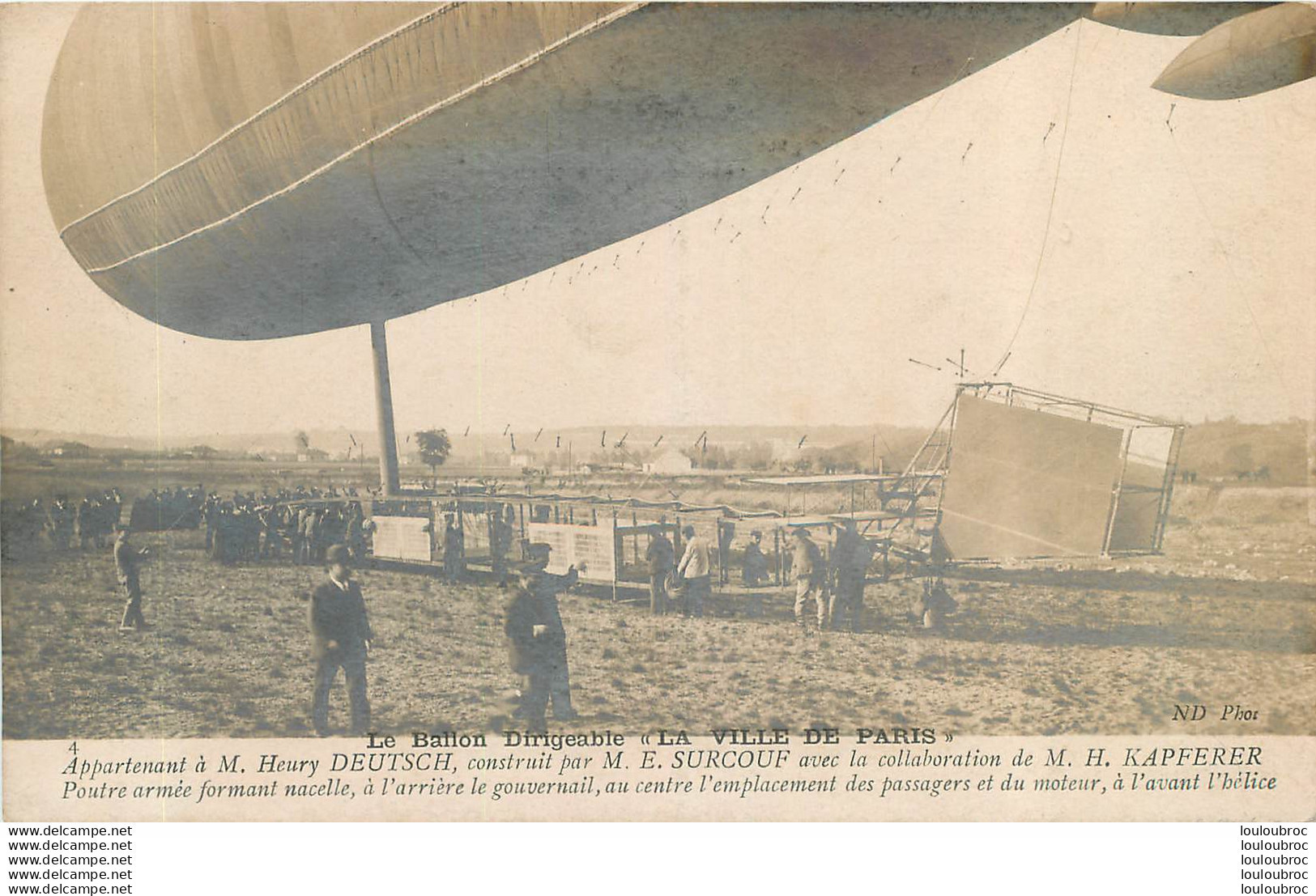 DIRIGEABLE  BALLON LE VILLE DE PARIS H. DEUTSCH - Dirigibili