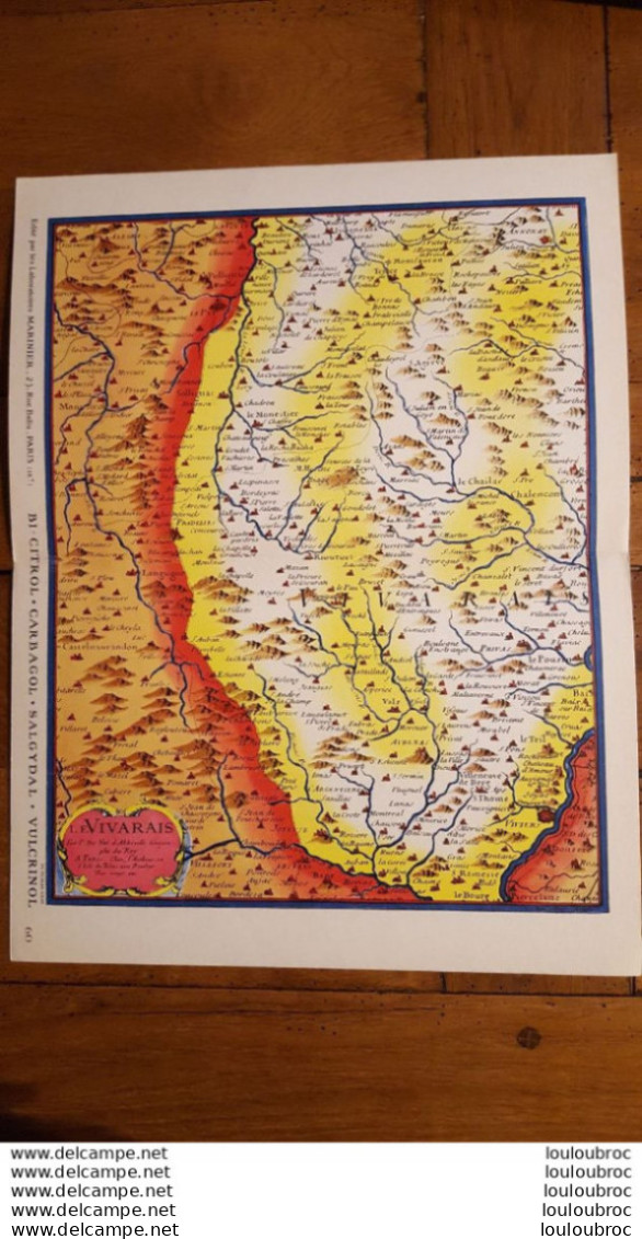 BELLE CARTE GEOGRAPHIQUE LE VIVARAIS  VOIR LES  SCANS ET PHOTOS TOURISTIQUES 36X27CM - Geographical Maps