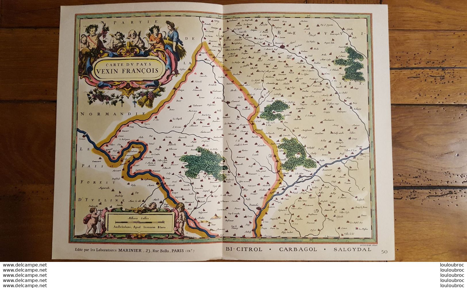 BELLE CARTE GEOGRAPHIQUE LE VEXIN FRANCOIS  VOIR LES 2 SCANS ET PHOTOS TOURISTIQUES 36X27CM - Geographical Maps