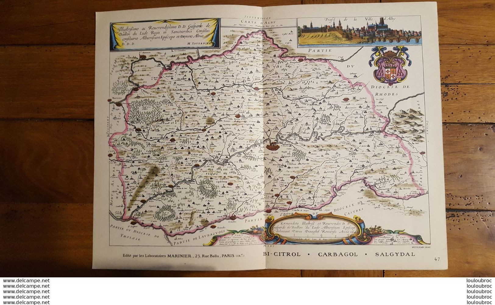 BELLE CARTE GEOGRAPHIQUE L'ALBIGEOIS  VOIR LES 2 SCANS ET PHOTOS TOURISTIQUES 36X27CM - Geographical Maps