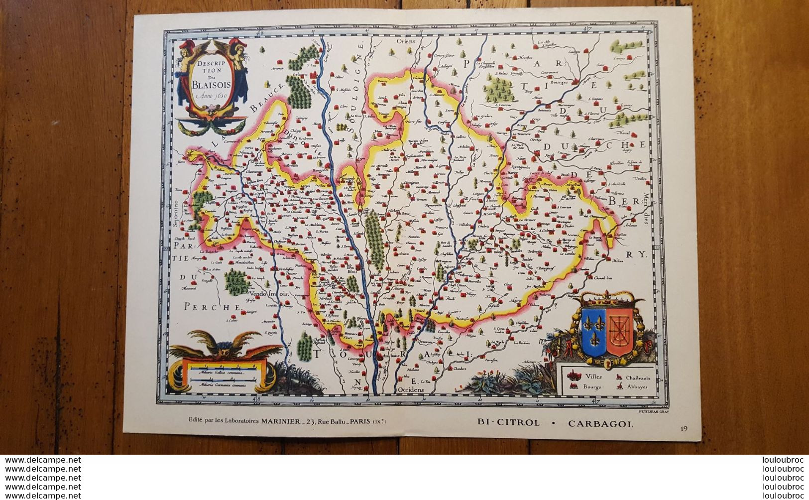 BELLE CARTE GEOGRAPHIQUE LE BLAISOIS VOIR LES 2 SCANS ET PHOTOS TOURISTIQUES 36X27CM - Geographical Maps