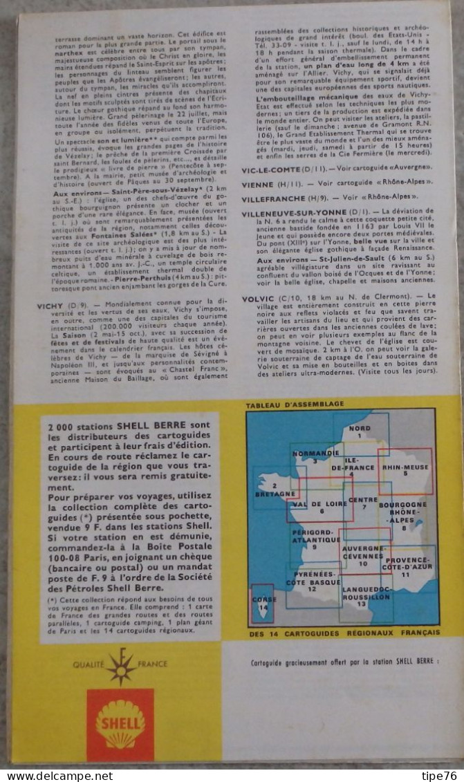 Carte Routière Shell  Cartoguide  Centre  1967 / 68 - Callejero
