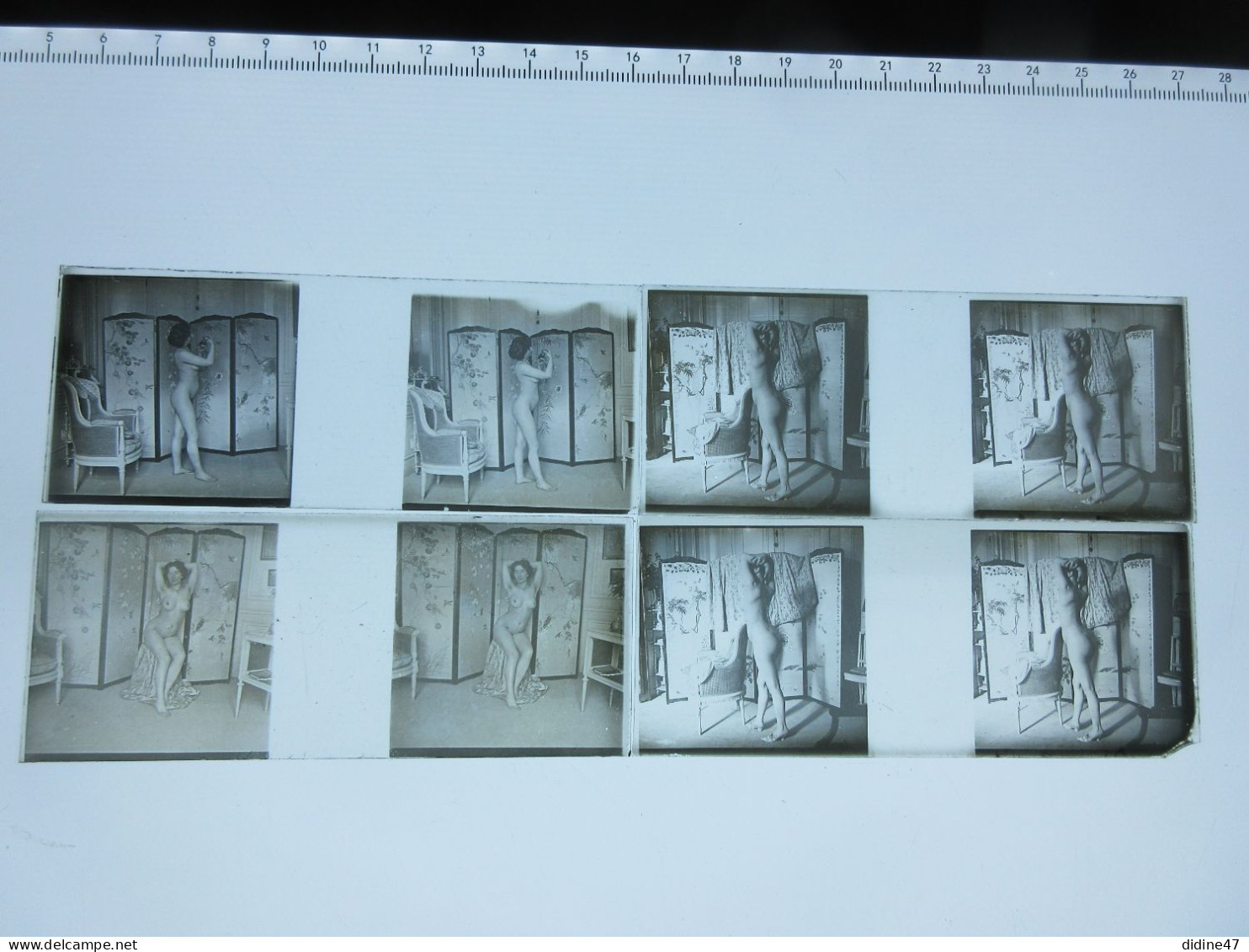 PHOTO PLAQUE DE VERRE NU - Nue Féminin Lot De 4 Plaques 10.8 X 4.3 - Glass Slides