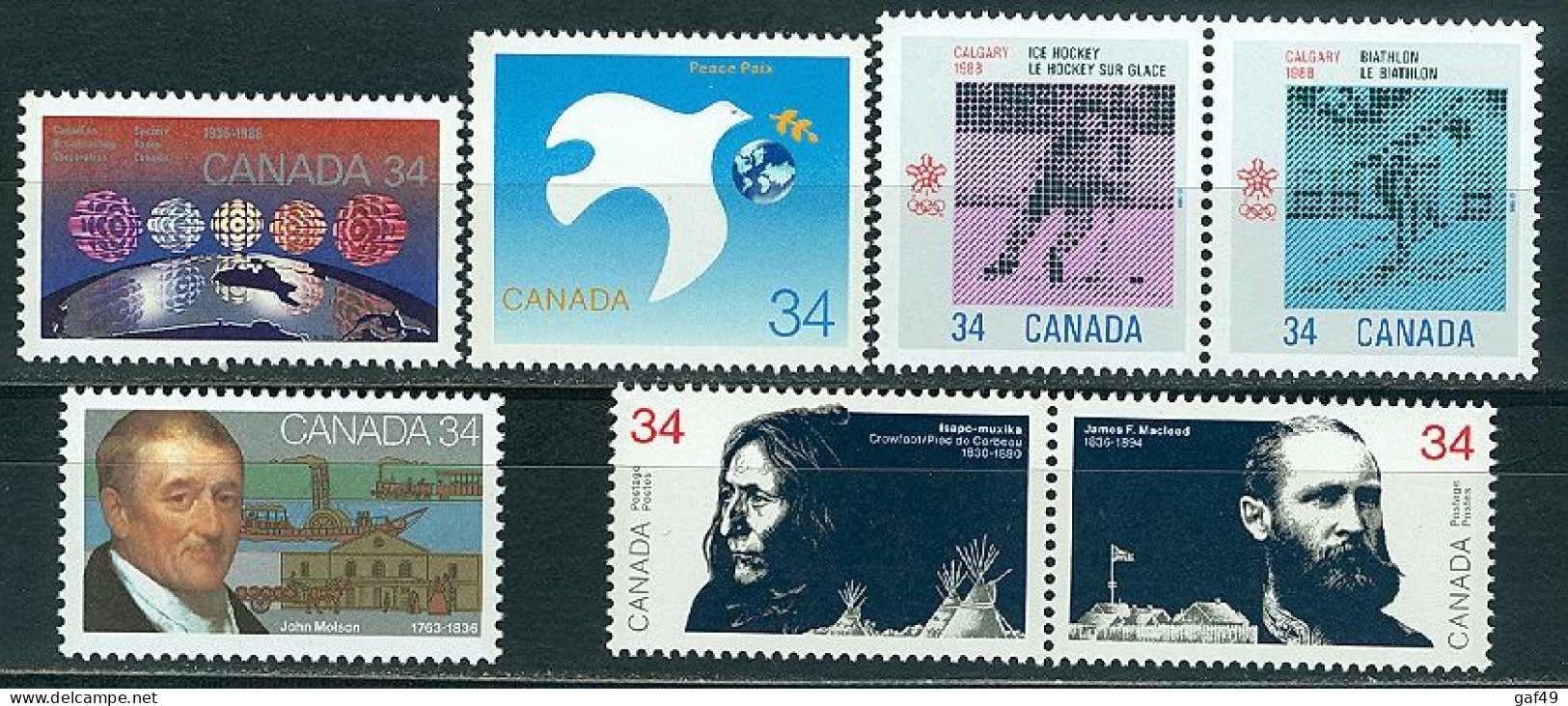 Canada Lot De Timbres Neufs Sans Charnière De 1986 N° Y&T: 963, 968/69, 970, 971/72, 977 - Neufs
